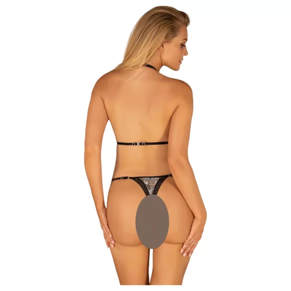 Obsessive Xenita - set reggiseno trasparente con motivo (grigio) - L/XL