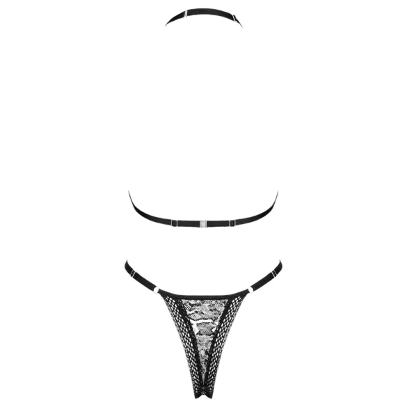 Obsessive Xenita - set reggiseno trasparente con motivo (grigio) - L/XL