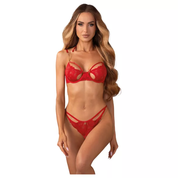 Obsessive - completo intimo pizzo rosso - reggiseno e slip - L/XL