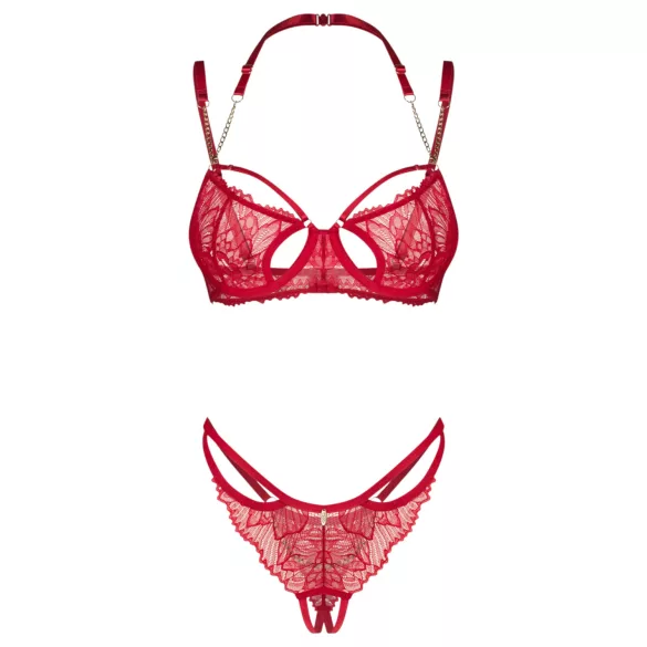 Obsessive - completo intimo pizzo rosso - reggiseno e slip - L/XL