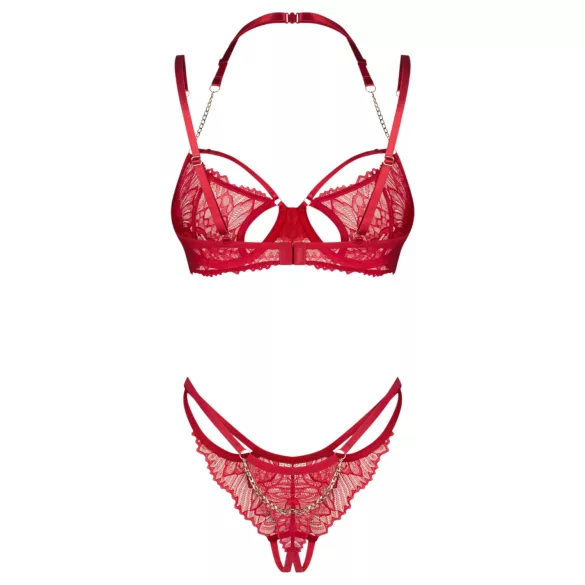 Obsessive - completo intimo pizzo rosso - reggiseno e slip - L/XL
