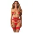 Obsessive Matildea - reggicalze in pizzo con catene - rosso - L/XL