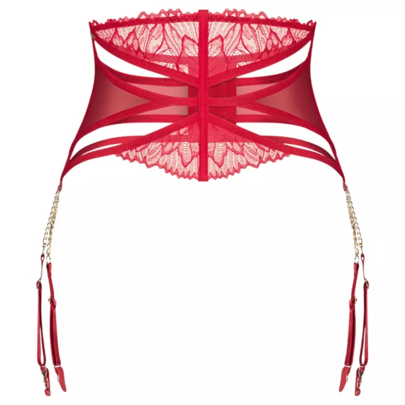 Obsessive Matildea - reggicalze in pizzo con catene - rosso - L/XL