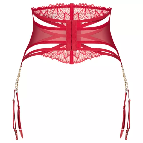 Obsessive Matildea - reggicalze in pizzo con catene - rosso - L/XL