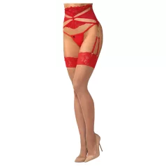 Obsessive - calze autoreggenti in pizzo - rosso - L/XL