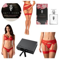  Obsessive - Set lingerie donna - cofanetto regalo 6 pezzi - rosso