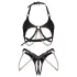 Obsessive Anyya - set reggiseno effetto pelle con catene (nero)