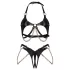 Obsessive Anyya - set reggiseno effetto pelle con catene (nero)