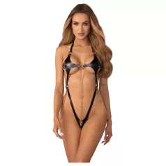   Obsessive Anyya - body nero con spalline a catena effetto pelle