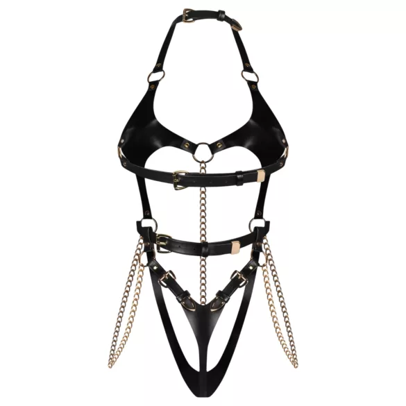 Obsessive Anyya - body nero con spalline a catena effetto pelle