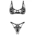 Obsessive Luise - completo intimo a 2 pezzi con tulipani (nero) - L/XL