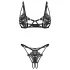 Obsessive Luise - completo intimo a 2 pezzi con tulipani (nero) - L/XL