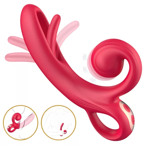 Sweet Play - Vibratore con stimolatore clitorideo - silicone rosso