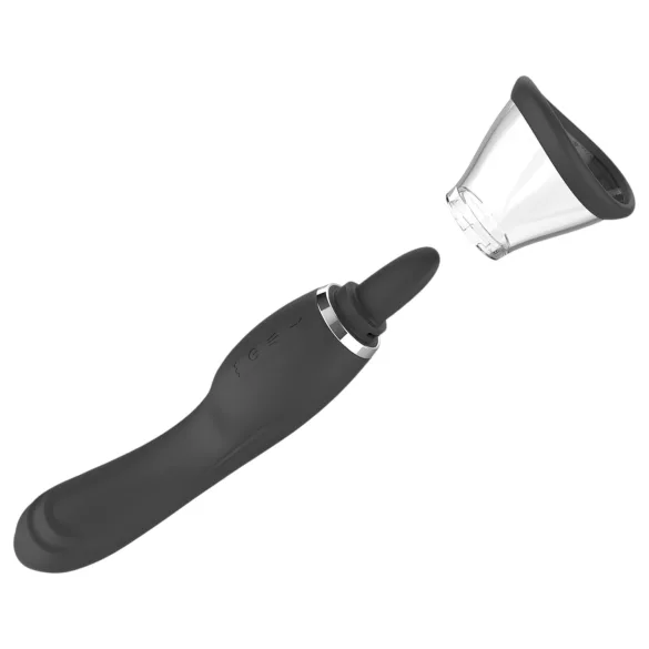 Sweet Play - vibratore 2 in 1 con leccaclitoride a lingua e succhiamento (nero)