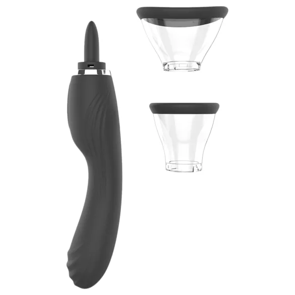 Sweet Play - vibratore 2 in 1 con leccaclitoride a lingua e succhiamento (nero)