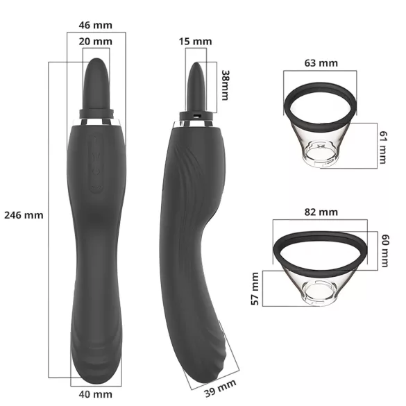 Sweet Play - vibratore 2 in 1 con leccaclitoride a lingua e succhiamento (nero)