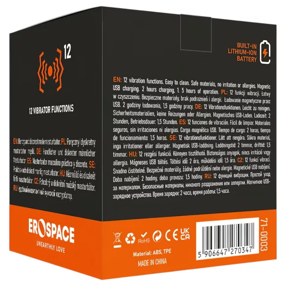 Erospace Men's Play - masturbatore vibrante discreto per uomini (bianco)
