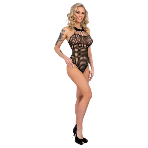 Livco Orvina - body rete a pois con collo allacciato - nero - S-L