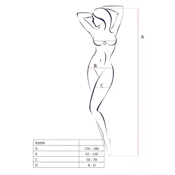 Passion BS006 - body a rete effetto reggicalze - bianco - S/L