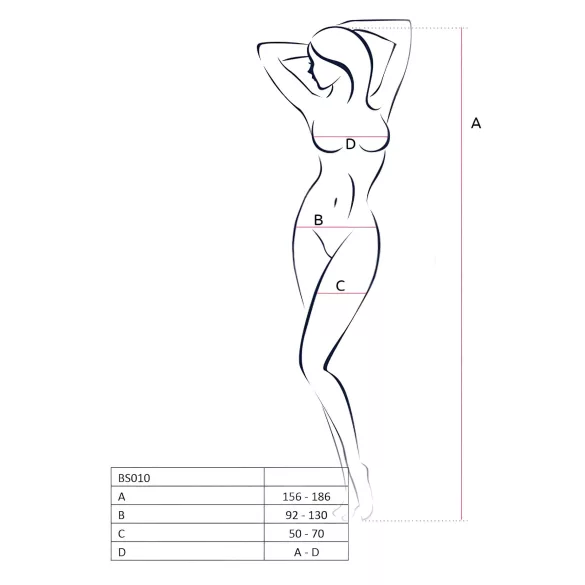 Passion BS010 - tuta sexy rete aperta - bianco - taglia S-L