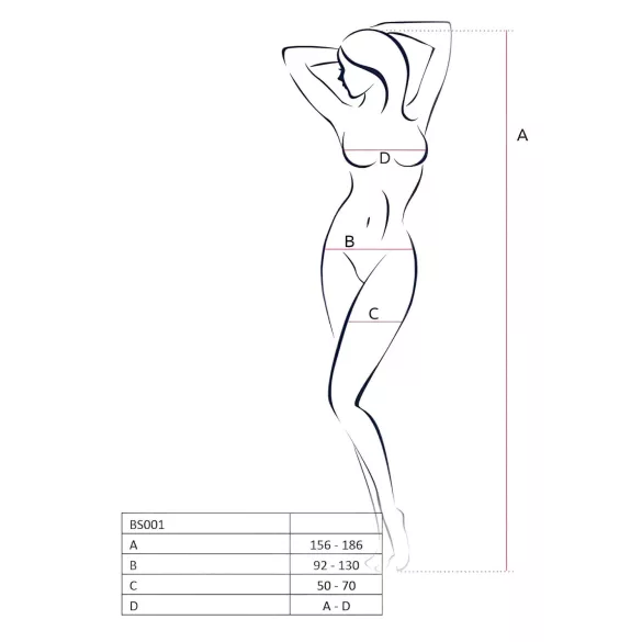 Passion BS001 - body intero rete larga - nero - S-L