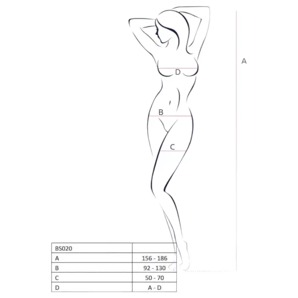 Passion BS020 - body aperto decorato - nero - taglia S-L