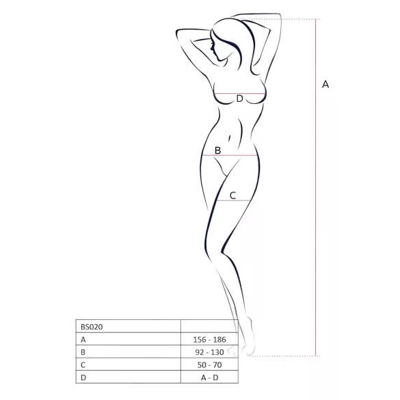 Passion BS020 - body aperto decorato - bianco - taglia S-L