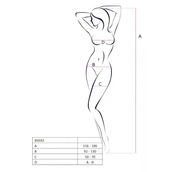 Passion BS032 - bodystocking aperto a rete - rosso - taglia S-L