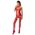 Passion - set lingerie rete trasparente con motivi - rosso - S-L