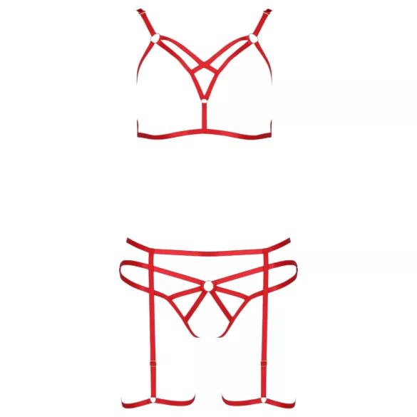 Passion Magali - set di body harness decorativo - 3 pezzi - rosso