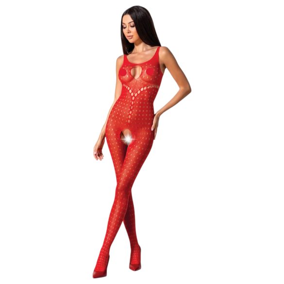 Passion BS078 - tuta aperta a pois - rosso (S-L)
