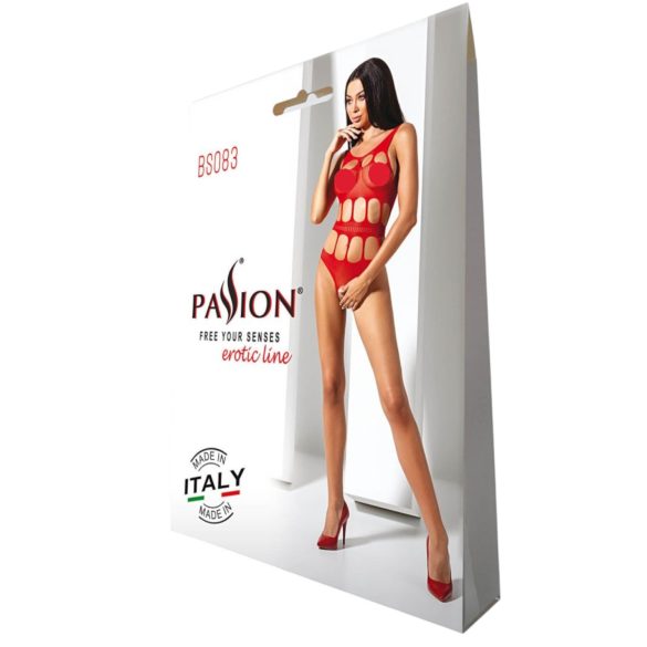 Passion BS083 - body aperto traforato - rosso - taglia S-L