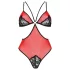 Passione Peonia - body rosso con taglio laterale - L/XL