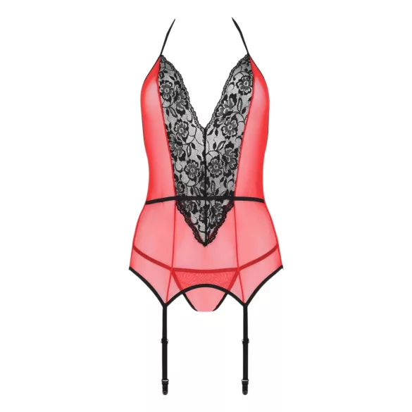 Passion Peonia - completo intimo con reggiseno e perizoma - rosso - L/XL