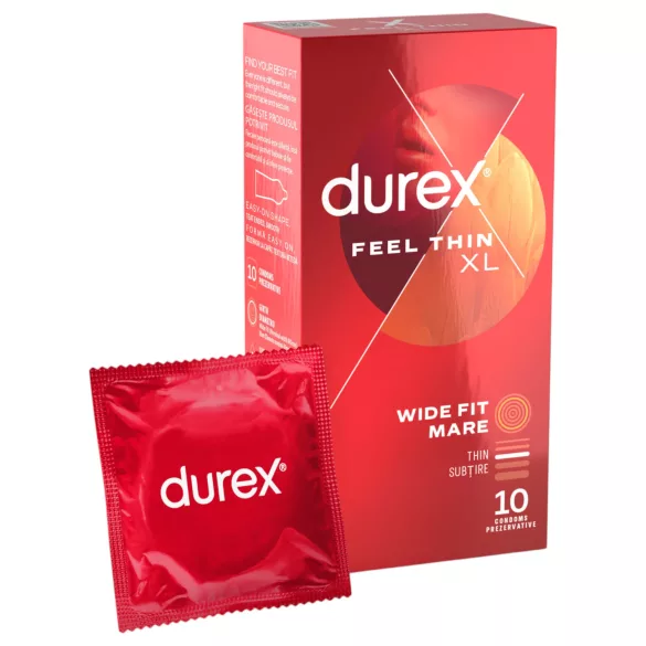Durex Feel Thin XL - preservativi ultrasottili realistici - 10 pezzi
