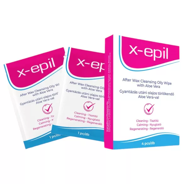 X-Epil - Salviette post epilazione oleose - Aloe Vera - 4 pezzi