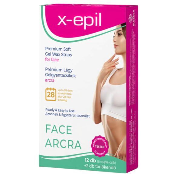 X-Epil - Strisce di cera gel premium pronte all'uso (12 pz) - per il viso