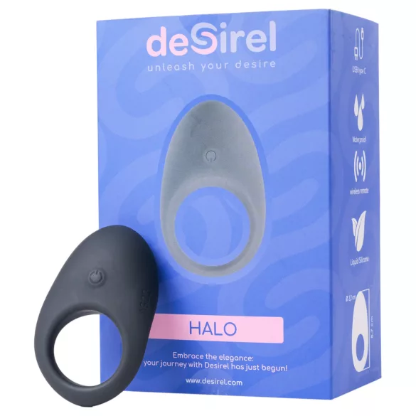 Desirel Halo - anello fallico vibrante intelligente - silicone nero