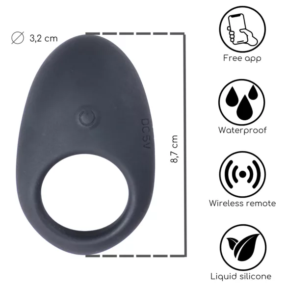 Desirel Halo - anello fallico vibrante intelligente - silicone nero