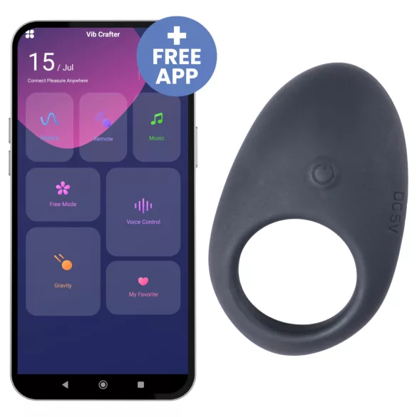 Desirel Halo - anello fallico vibrante intelligente - silicone nero