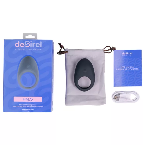 Desirel Halo - anello fallico vibrante intelligente - silicone nero