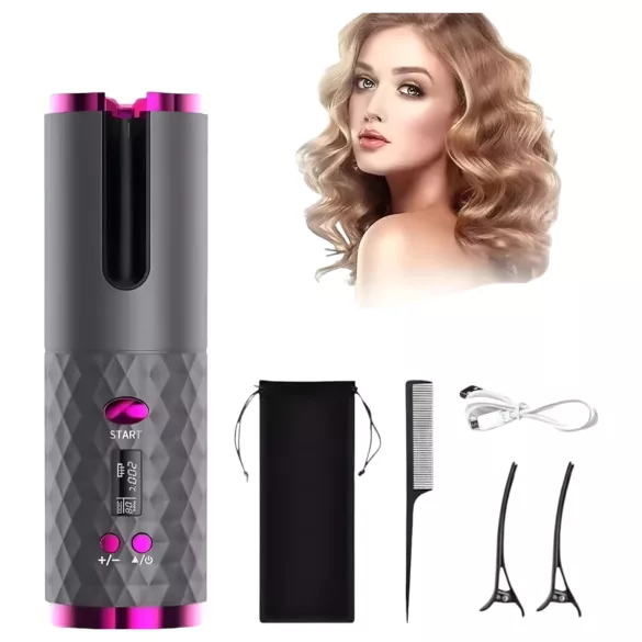 CAC - set arricciacapelli ricaricabile (grigio-rosa)