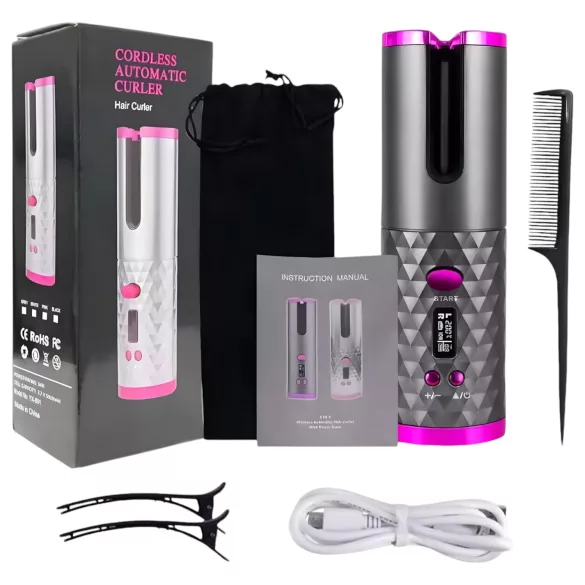 CAC - set arricciacapelli ricaricabile (grigio-rosa)