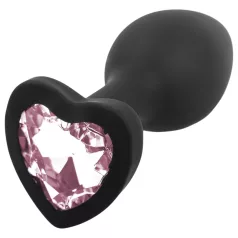  Sunfo - plug anale in silicone con pietra a cuore - nero e rosa