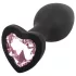 Sunfo - plug anale in silicone con pietra a cuore - nero e rosa