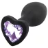 Sunfo - plug anale in silicone con gemma a cuore - nero/lilla