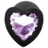 Sunfo - plug anale in silicone con gemma a cuore - nero/lilla