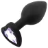 Sunfo - plug anale in silicone con gemma a cuore - nero/lilla