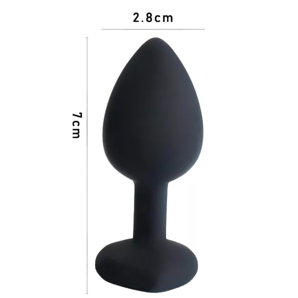 Sunfo - plug anale in silicone con gemma a cuore - nero/lilla