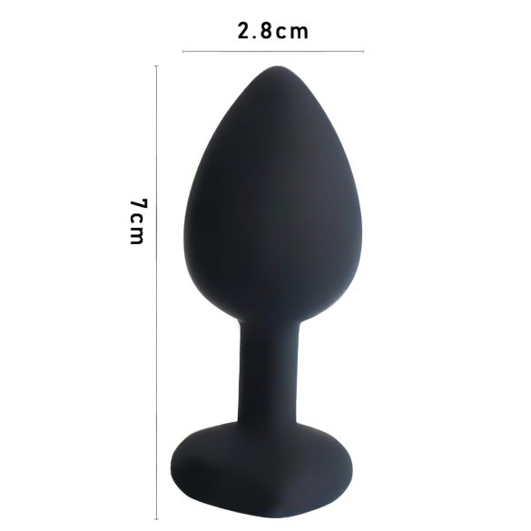 Sunfo - plug anale in silicone con pietra a cuore blu - nero